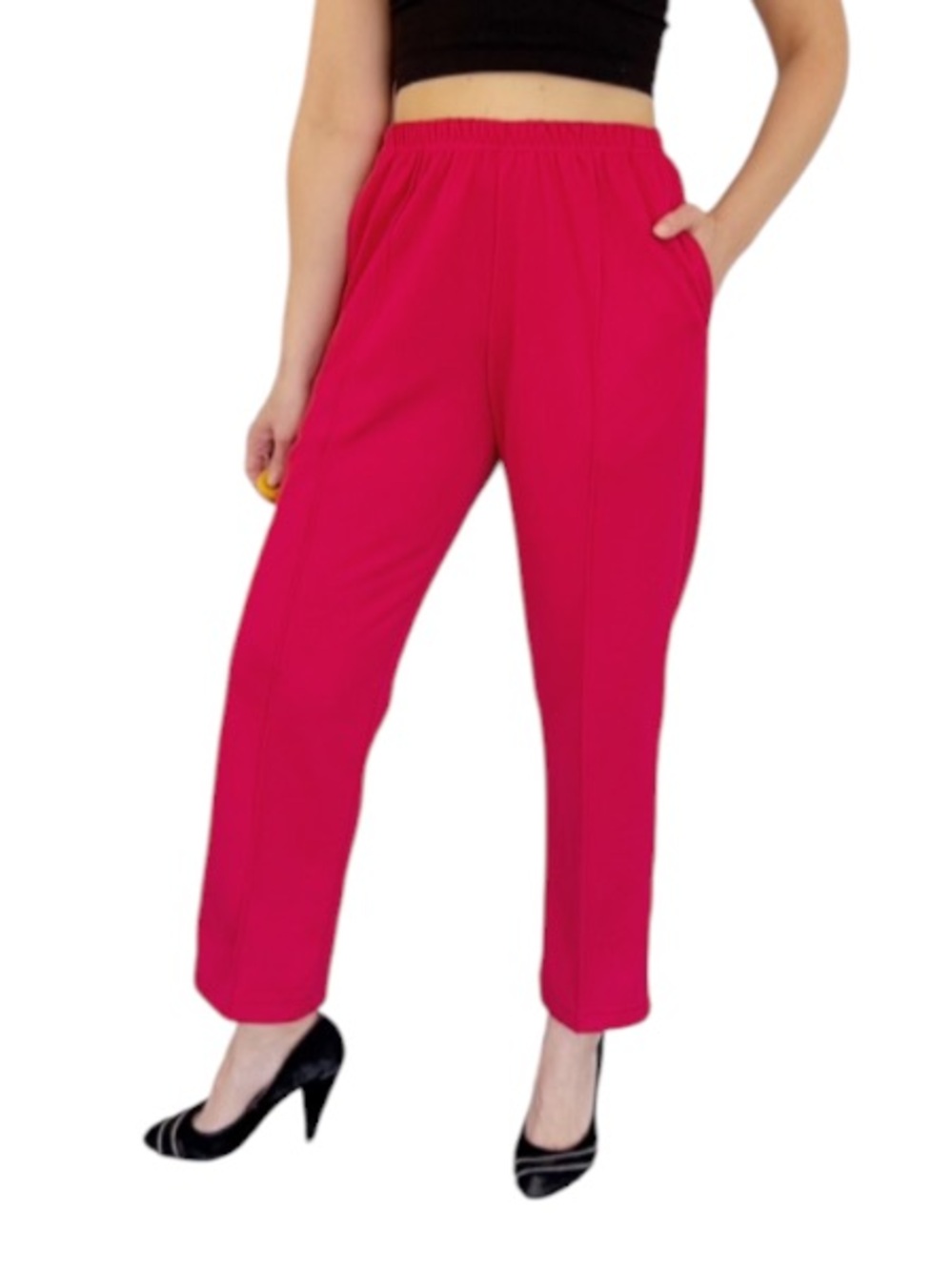 Sara Morgan red straight leg elastic waist casual trousers size 10 petite